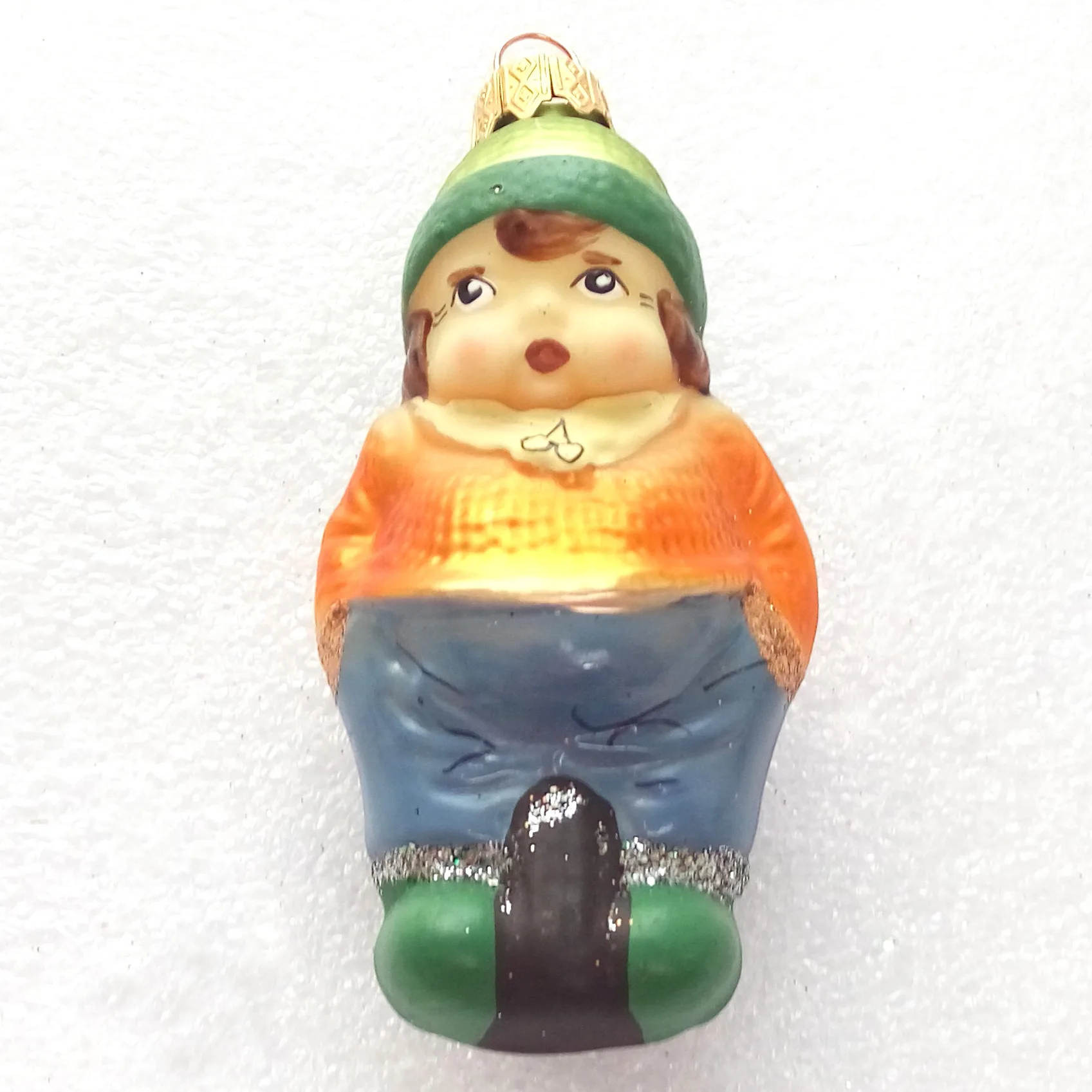 Ukrainian Glass Christmas Ornament Gnome