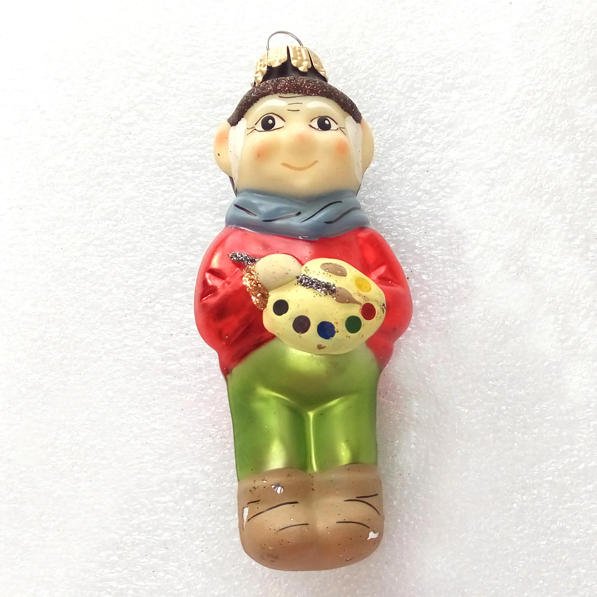 Ukrainian Glass Christmas Ornament Gnome