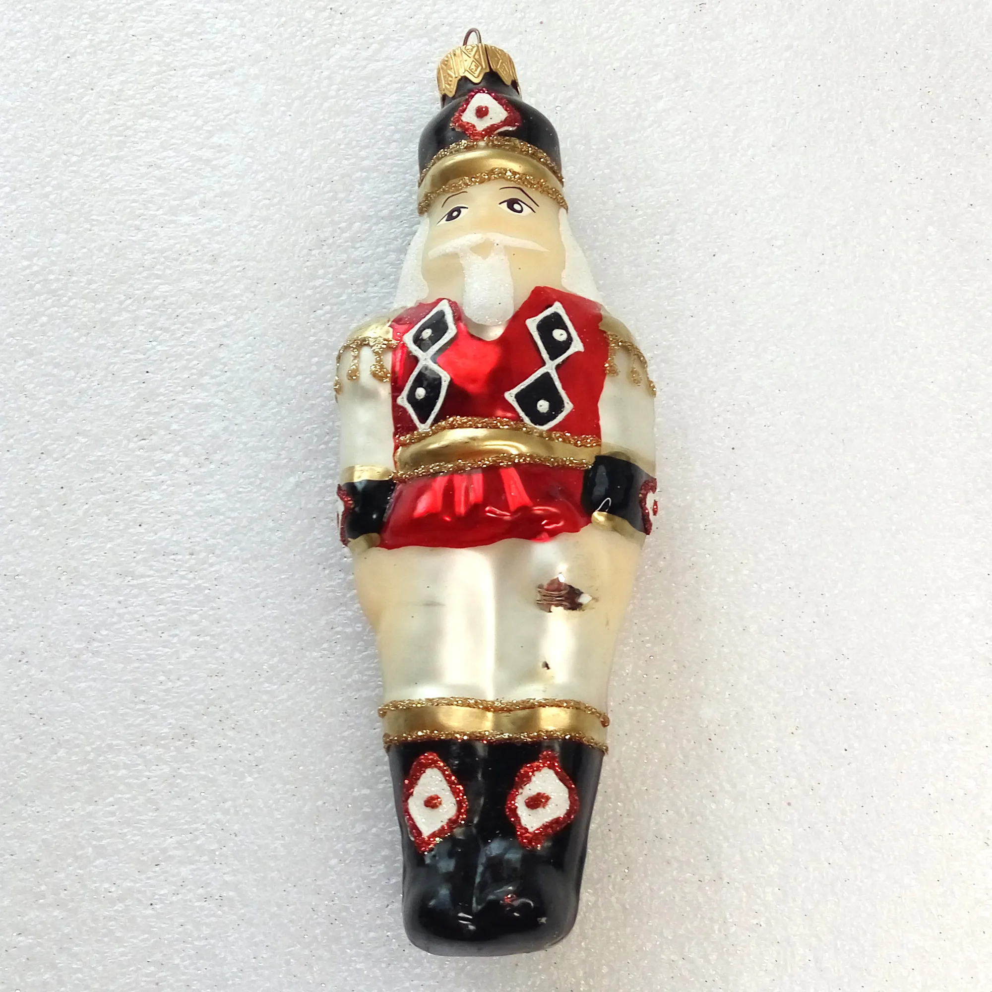 Ukrainian Glass Christmas Ornament Tin Soldier