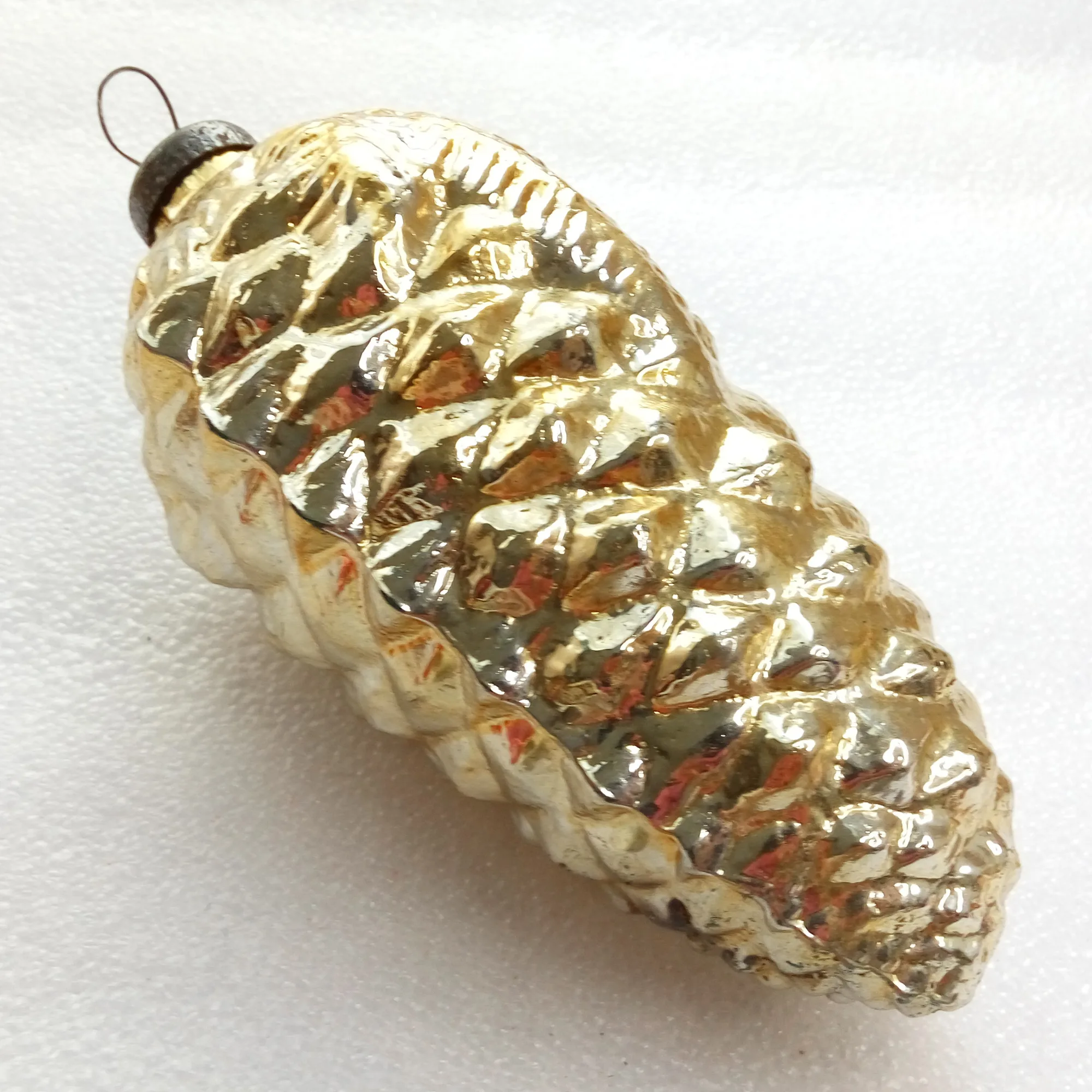 Huge Vintage Ukrainian Glass Christmas Ornament Pinecone