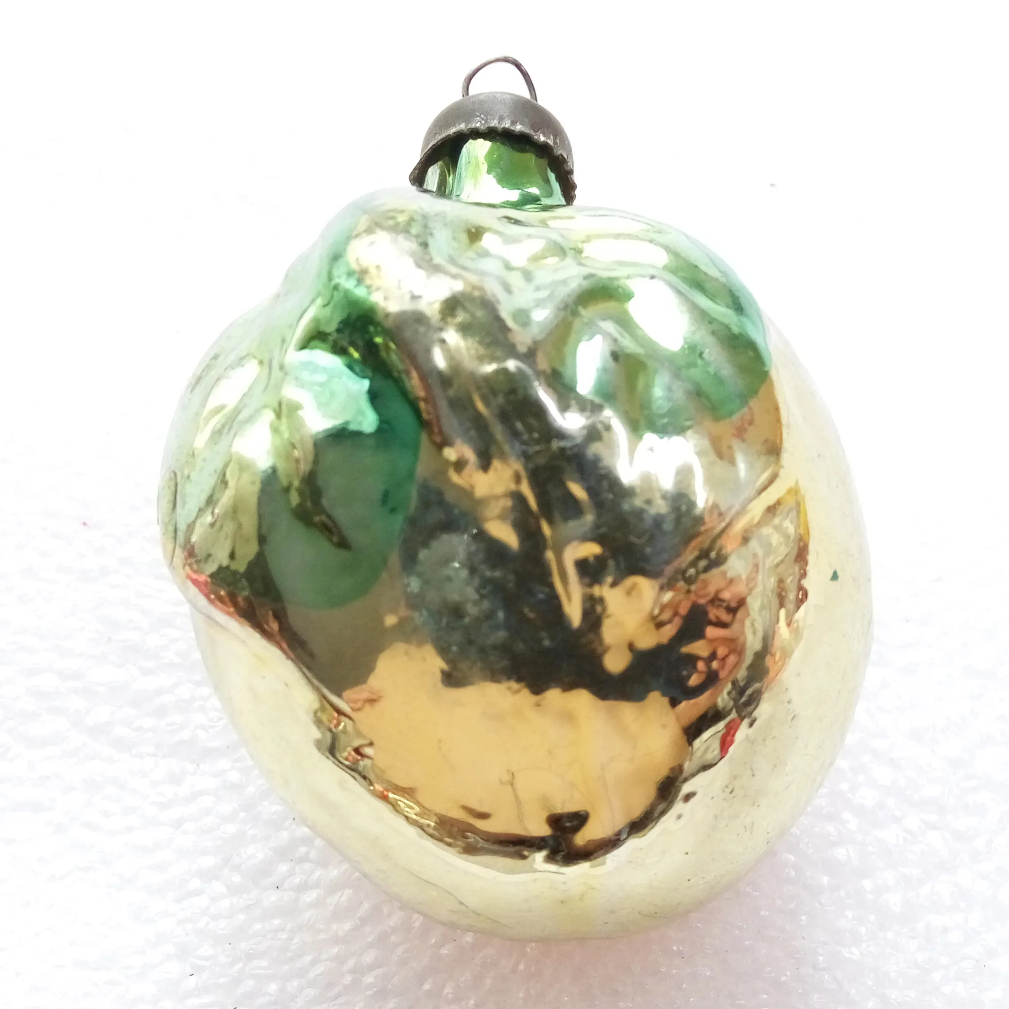 Vintage Ukrainian Glass Christmas Ornament Plum