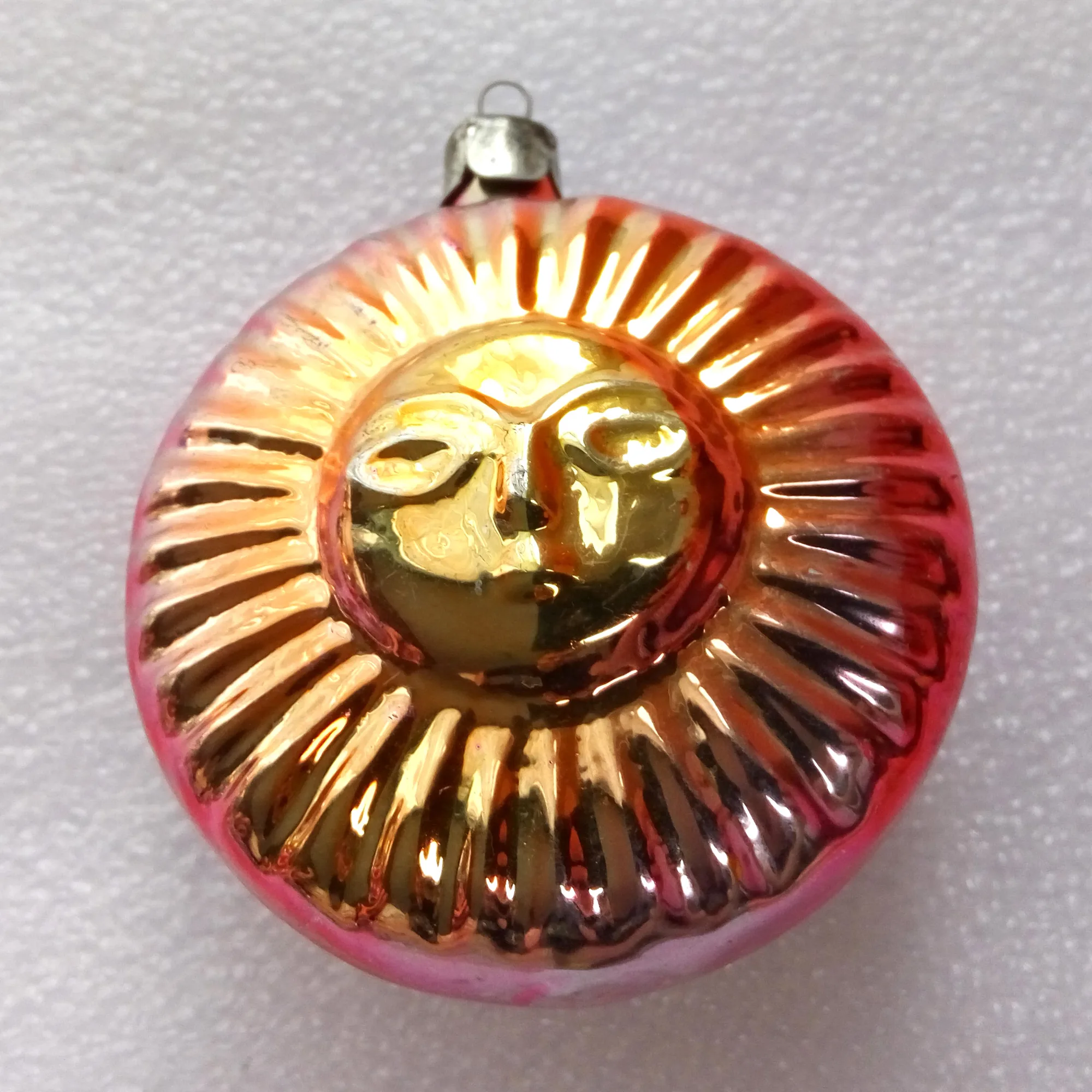 Vintage Ukrainian Glass Christmas Ornament Sun