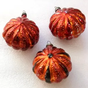 Set of 3 Vintage GDR Glass Christmas Ornaments Flowers