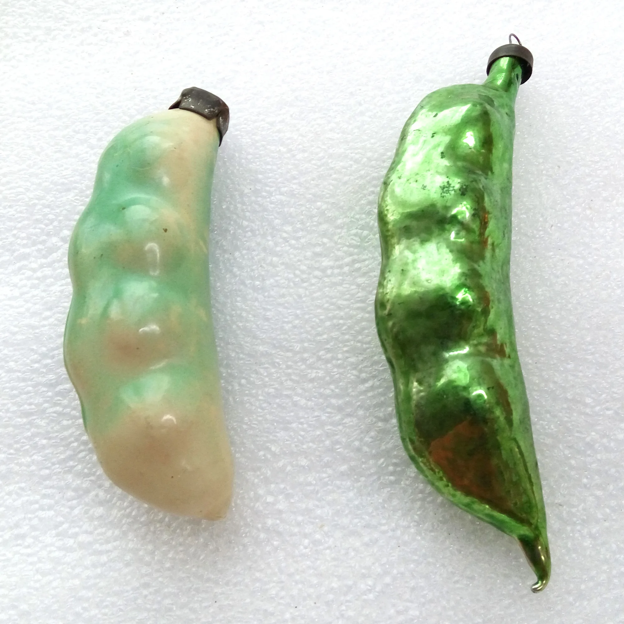 Set of 2 Antique Vintage USSR Glass Christmas Tree Ornaments Beans