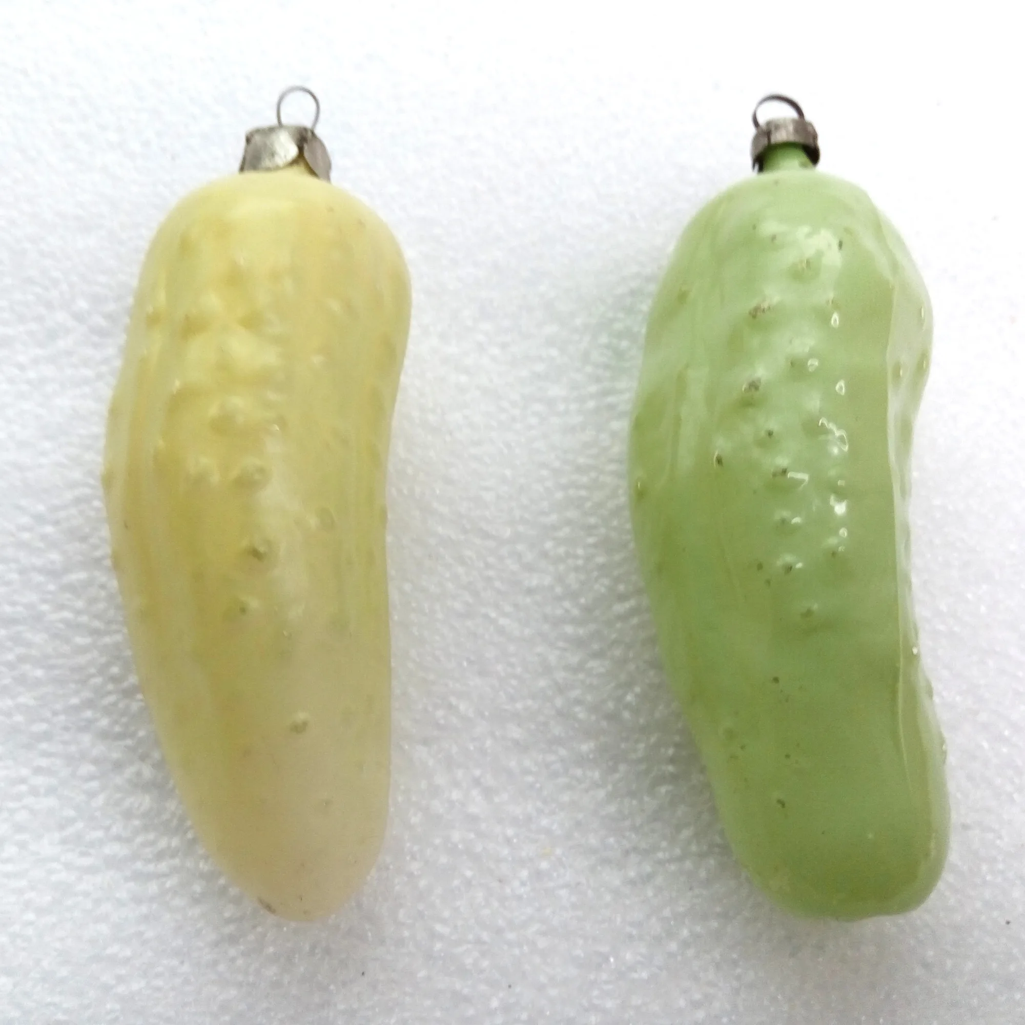 Set of 2 Antique Vintage Glass Christmas Ornaments Pickle