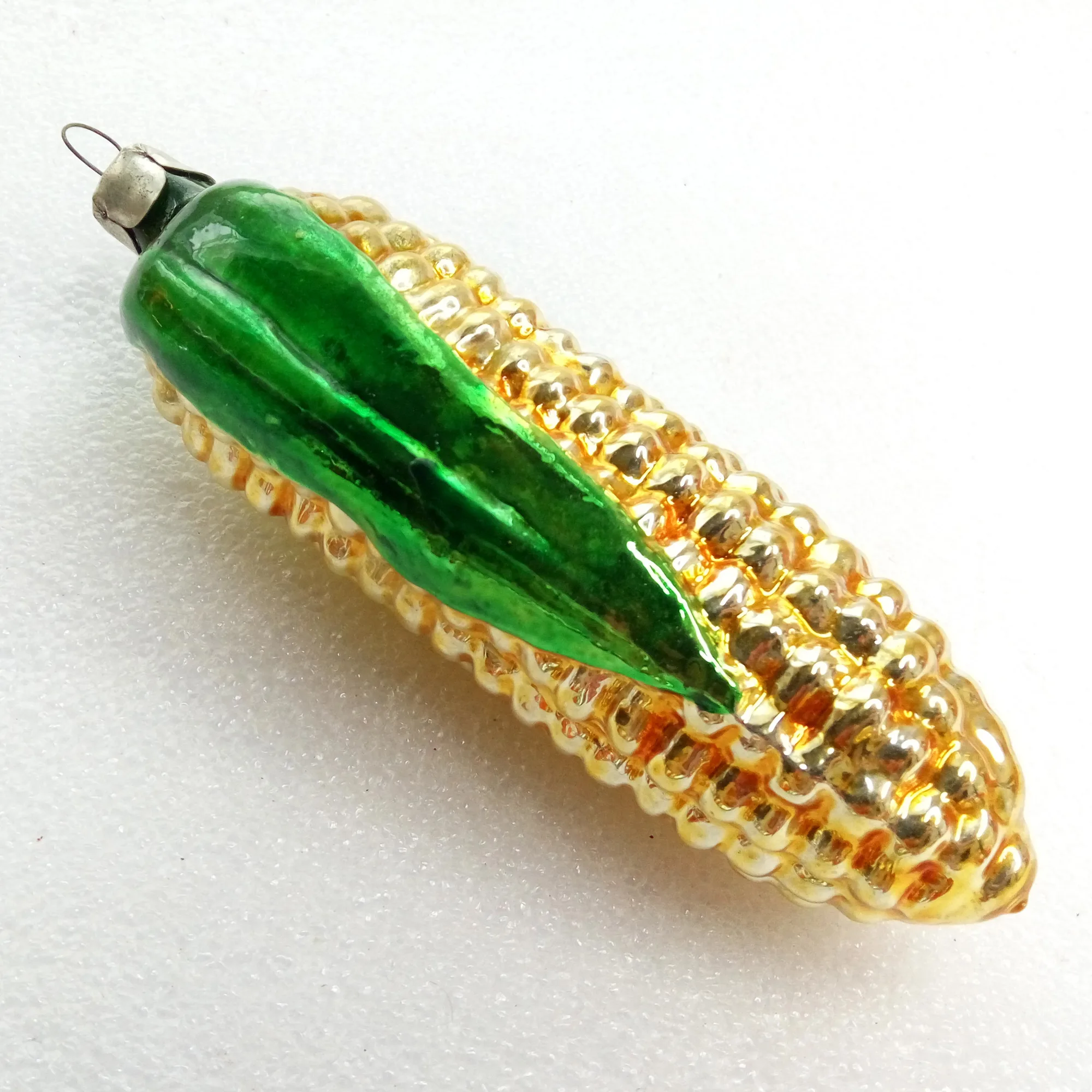 Antique Vintage Glass Christmas Ornament Gold Corn
