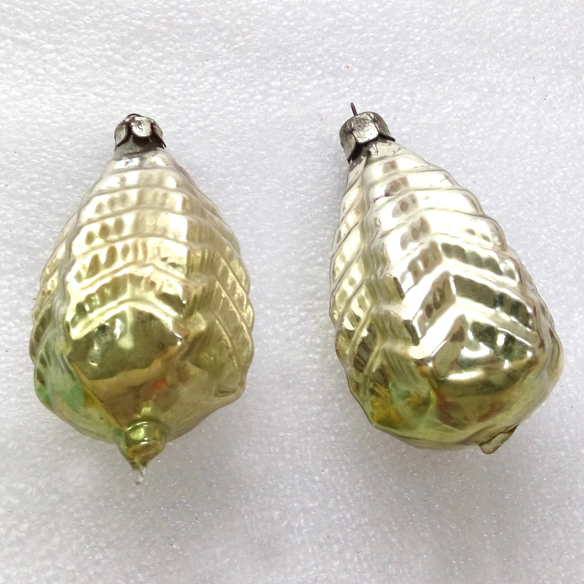 Set of 2 Antique Vintage Glass Christmas Ornaments Christmas