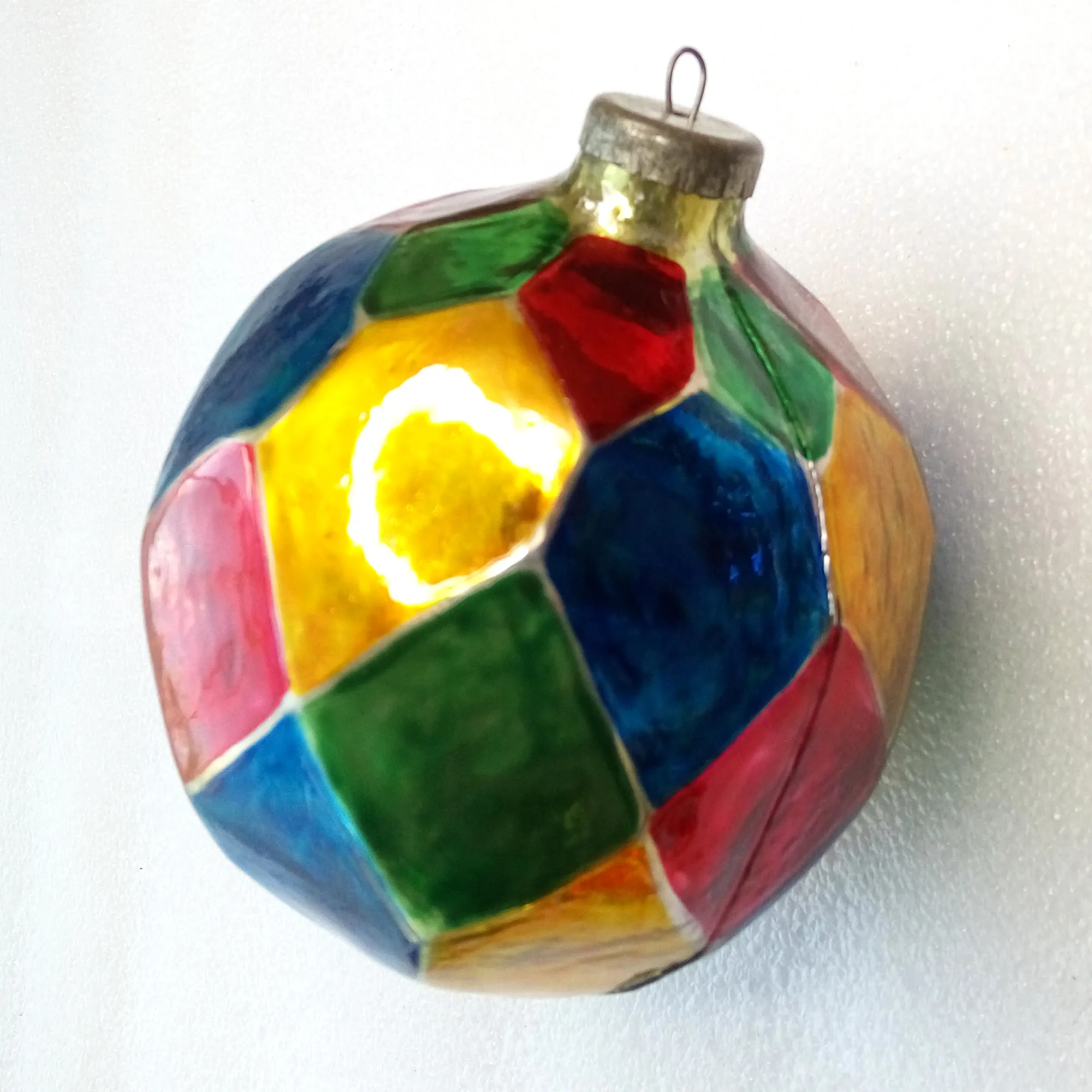 Huge Vintage Ukrainian Glass Christmas Ornament Old