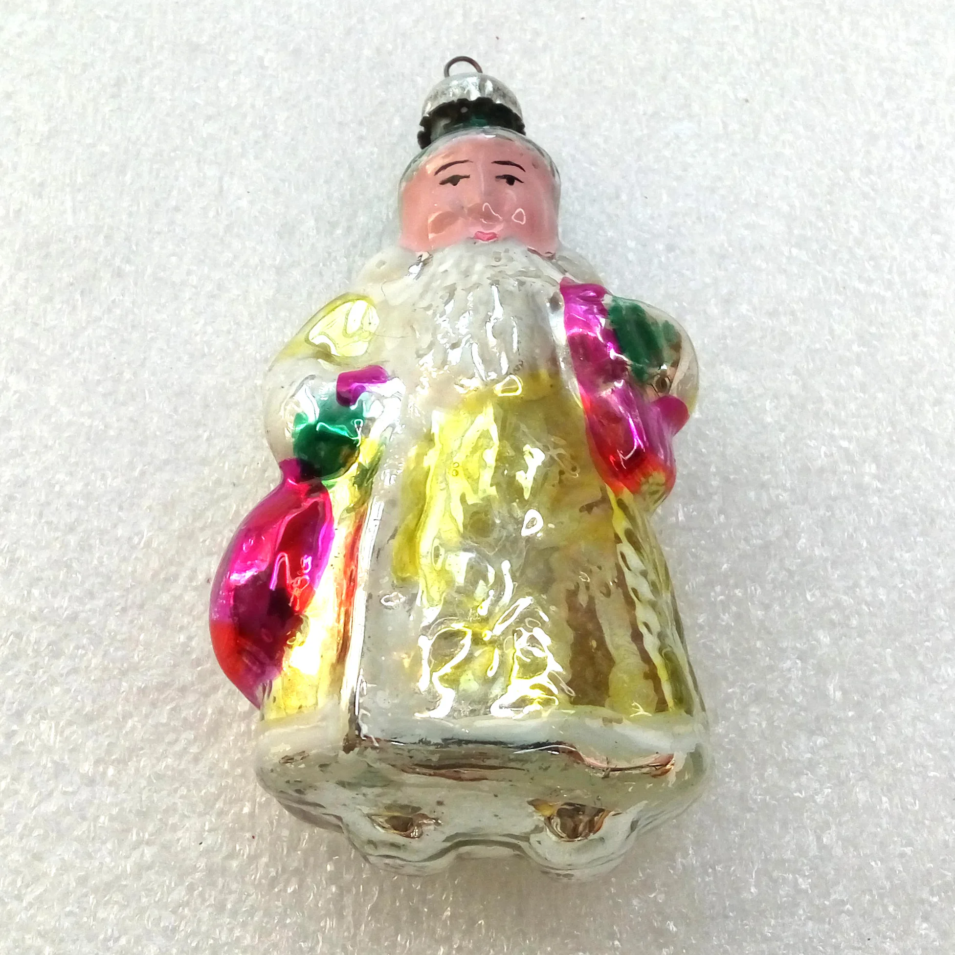 Old Antique Vintage Glass Christmas Ornament Santa