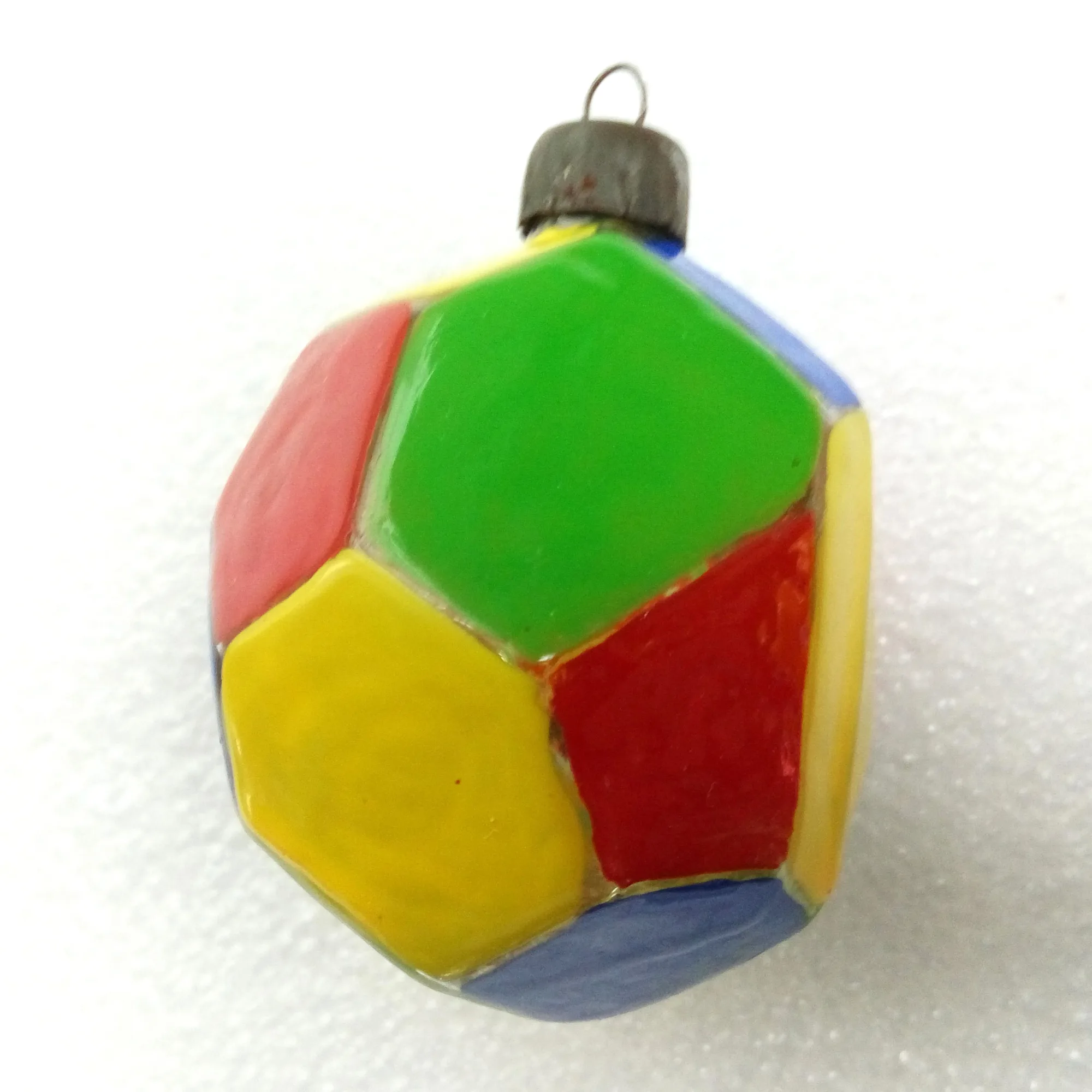 Vintage Glass Christmas Ornament Toy Polyhedron