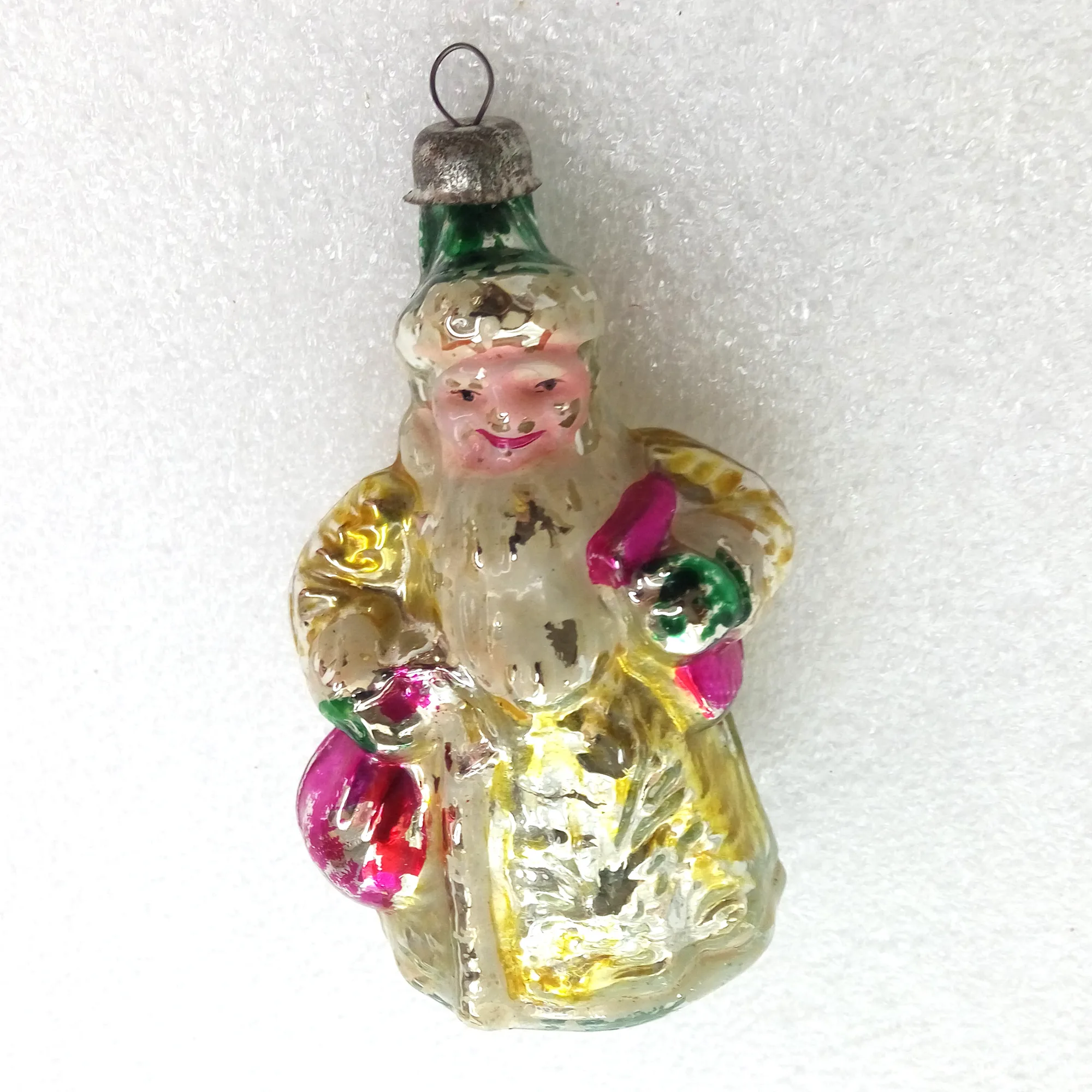 Old Antique Vintage Glass Christmas Ornament Santa