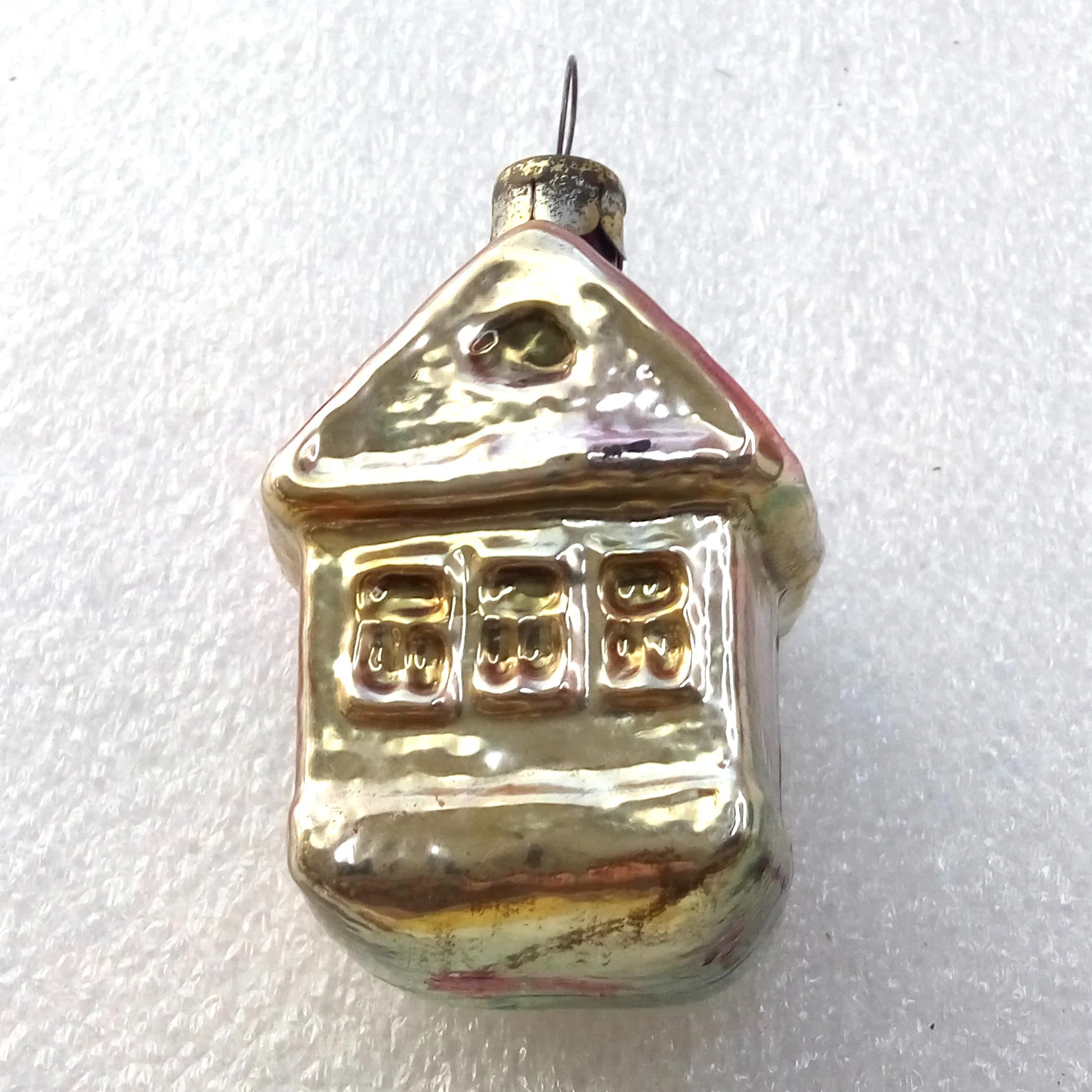 Old Antique Vintage Glass Christmas Ornament House