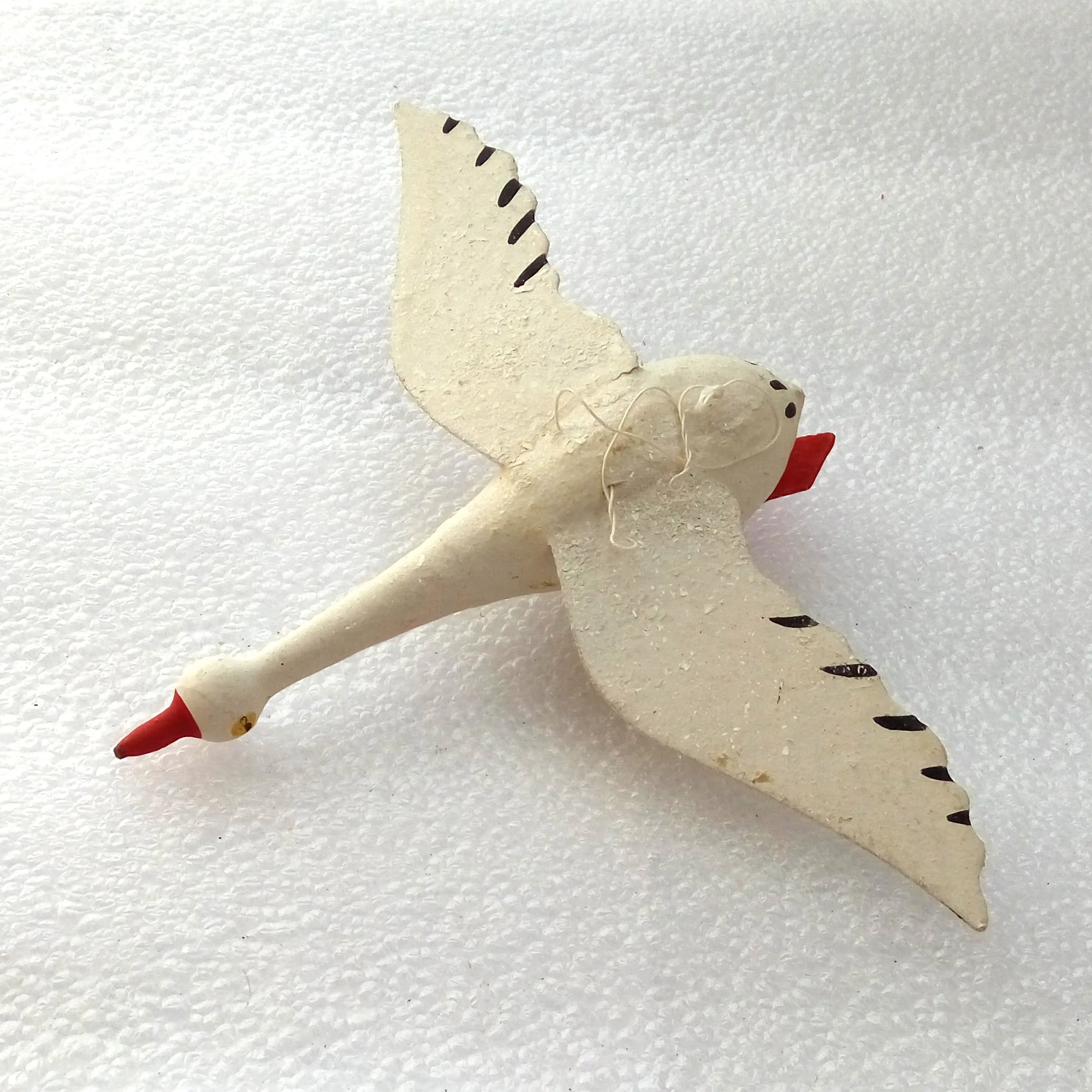 Vintage Paper Mache Christmas Ornament Tree Russian Swan