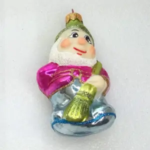 Ukrainian Glass Christmas Ornament Gnome