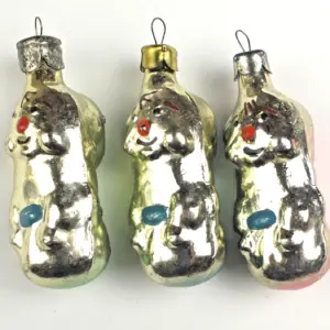 Set of 3 Vintage Ukrainian Glass Christmas Ornaments Gnomes