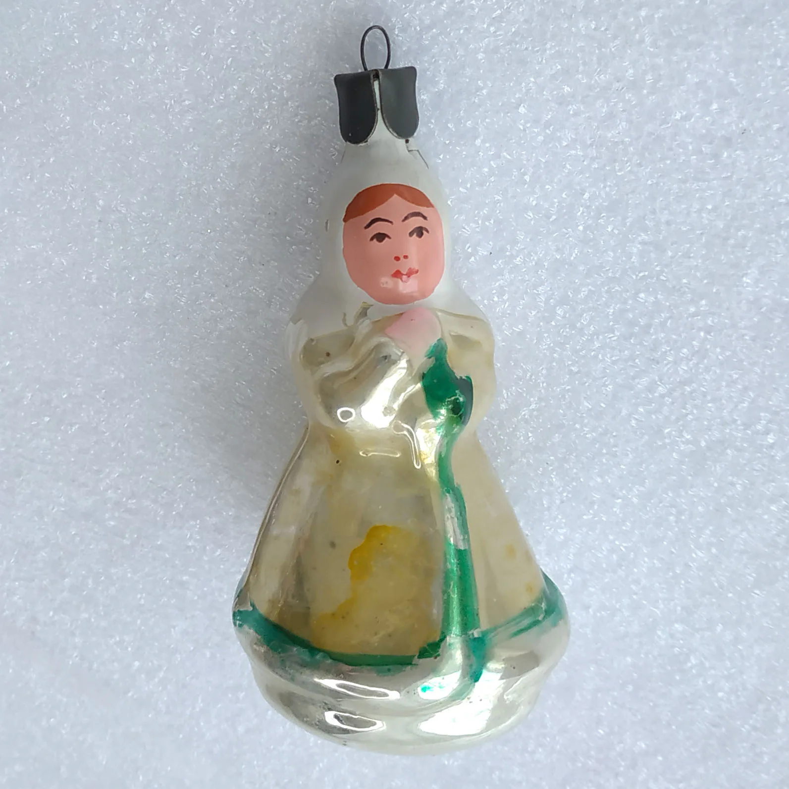 Antique Vintage Glass USSR Christmas Ornament Girl
