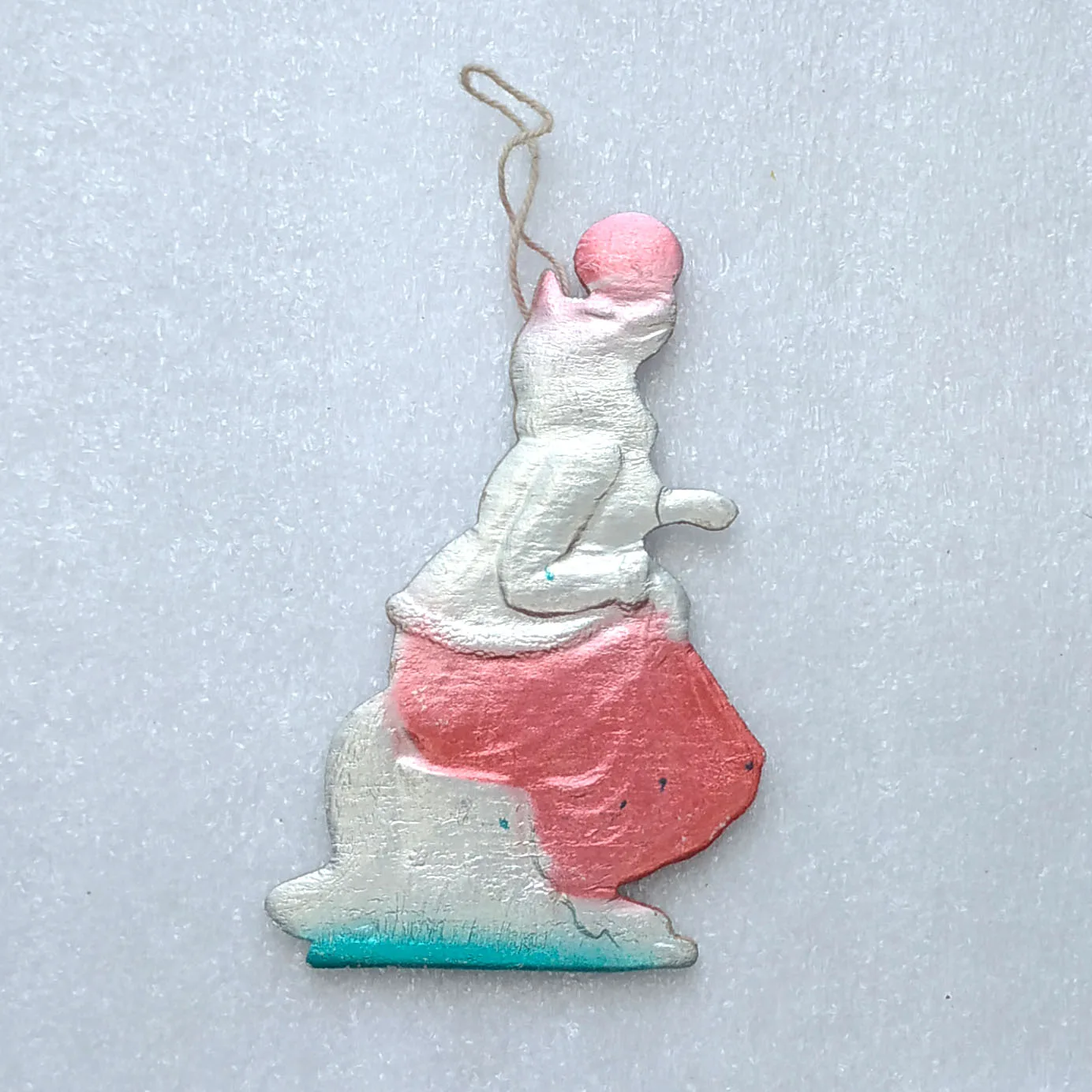 Vintage Cardboard Dresden Christmas Ornament Fox & Kolobok