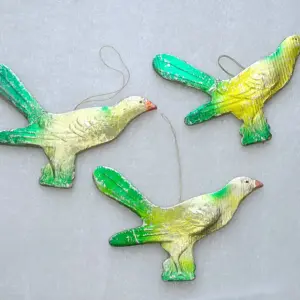 Set of 3 Vintage Cardboard Dresden Christmas Ornaments Birds