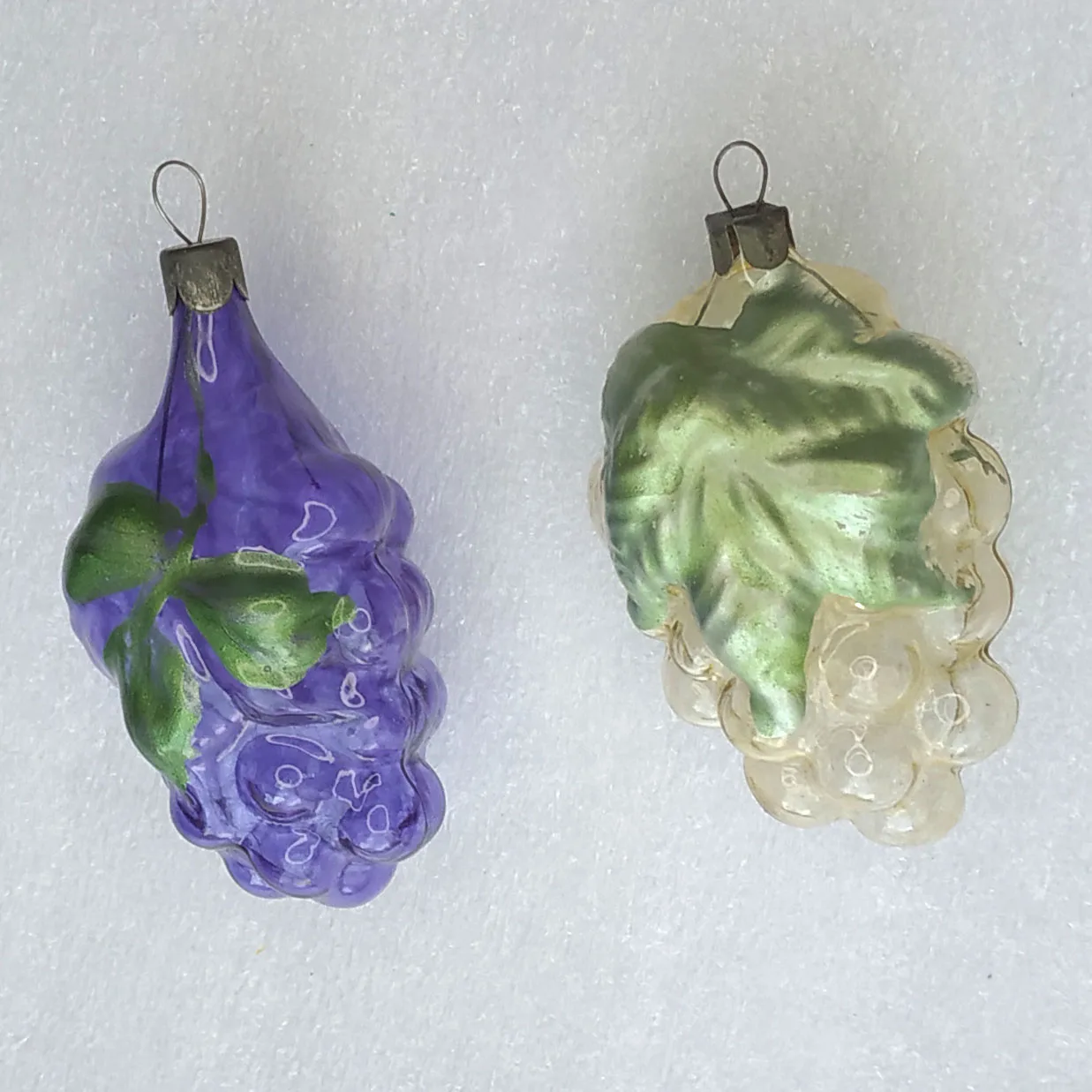 Set of 2 Antique Vintage USSR Glass Christmas Ornaments Grapes
