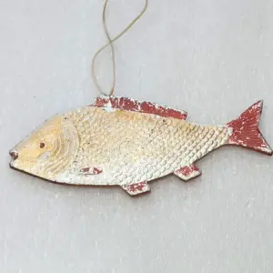 Antique Vintage USSR Christmas Cardboard Dresden Ornament Fish