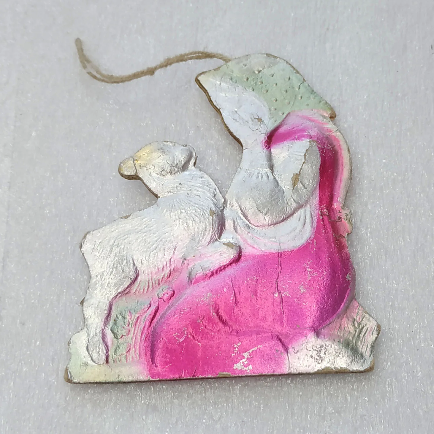 Antique Vintage Christmas Cardboard Dresden Ornament Alyonushka