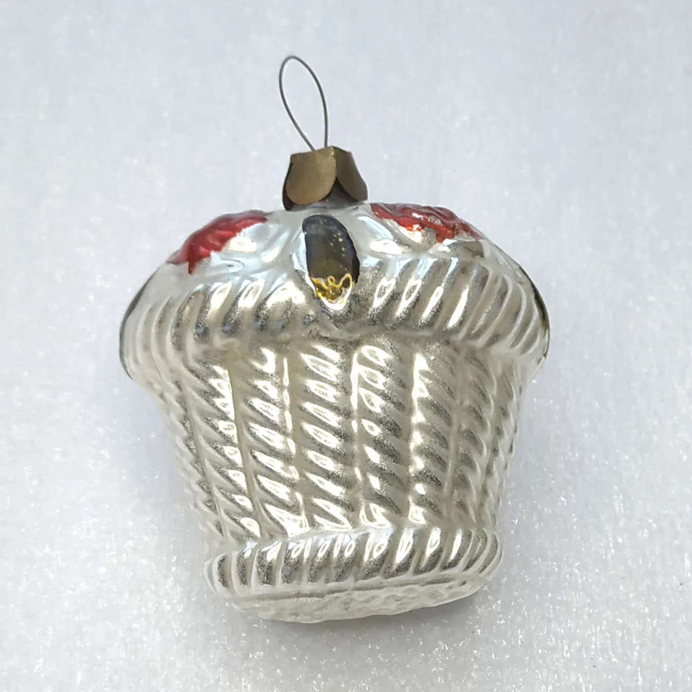 Antique Vintage GDR Mercury Glass Christmas Ornament Basket