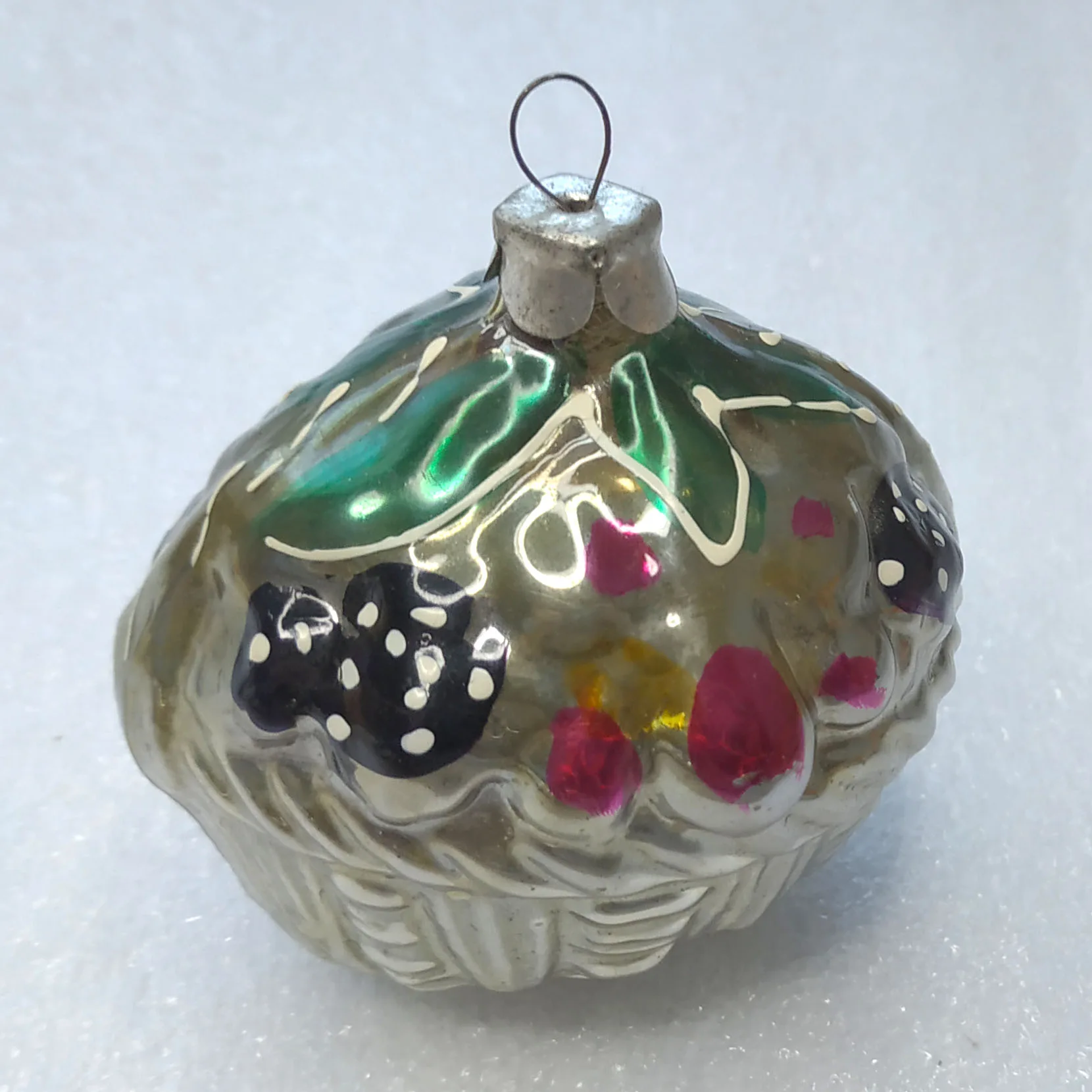 Antique Vintage USSR Mercury Glass Christmas Ornament Toy Basket