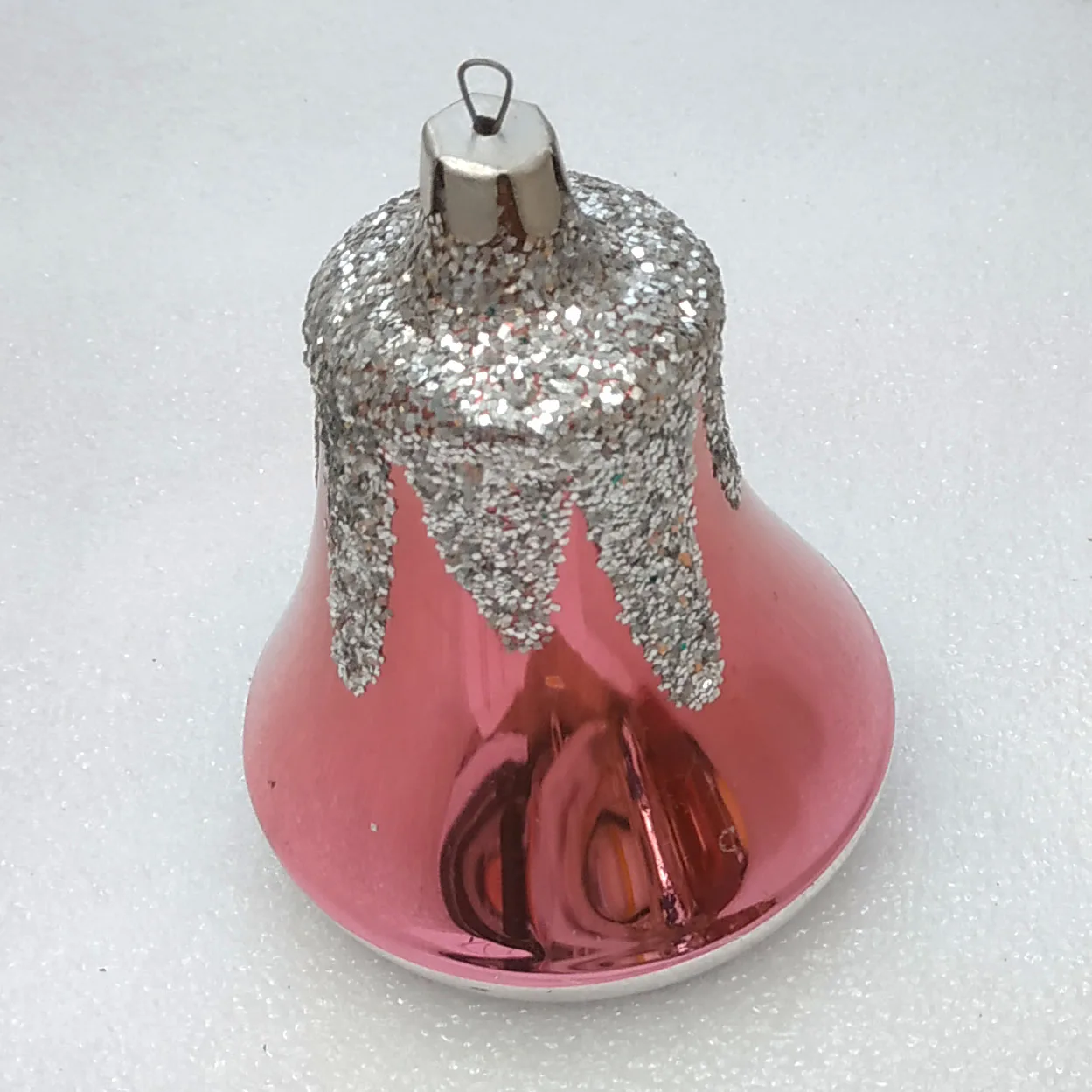 Vintage Silver Glass Christmas Ornament Antique Big Bell