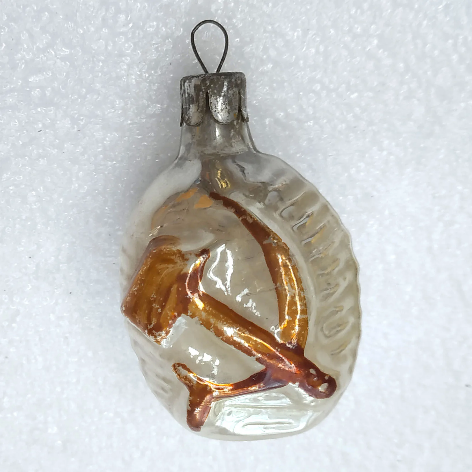 Vintage Glass Christmas Ornament Antique Propaganda Decor Hammer & Sickle
