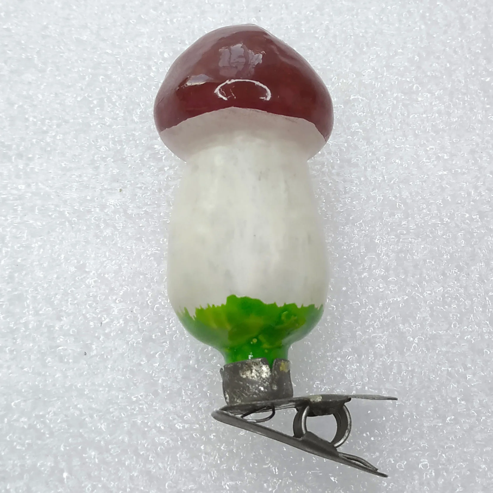 Vintage Glass Christmas Ornament Antique Russian Mushroom