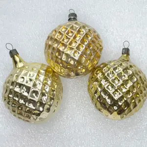 Set of 3 Vintage Mercury Glass Christmas Ornament Antique USSR Hearts