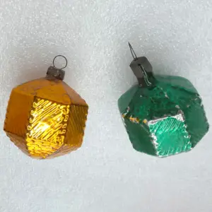 Set of 2 Vintage Mercury Glass Christmas Ornament Antique USSR Lanterns