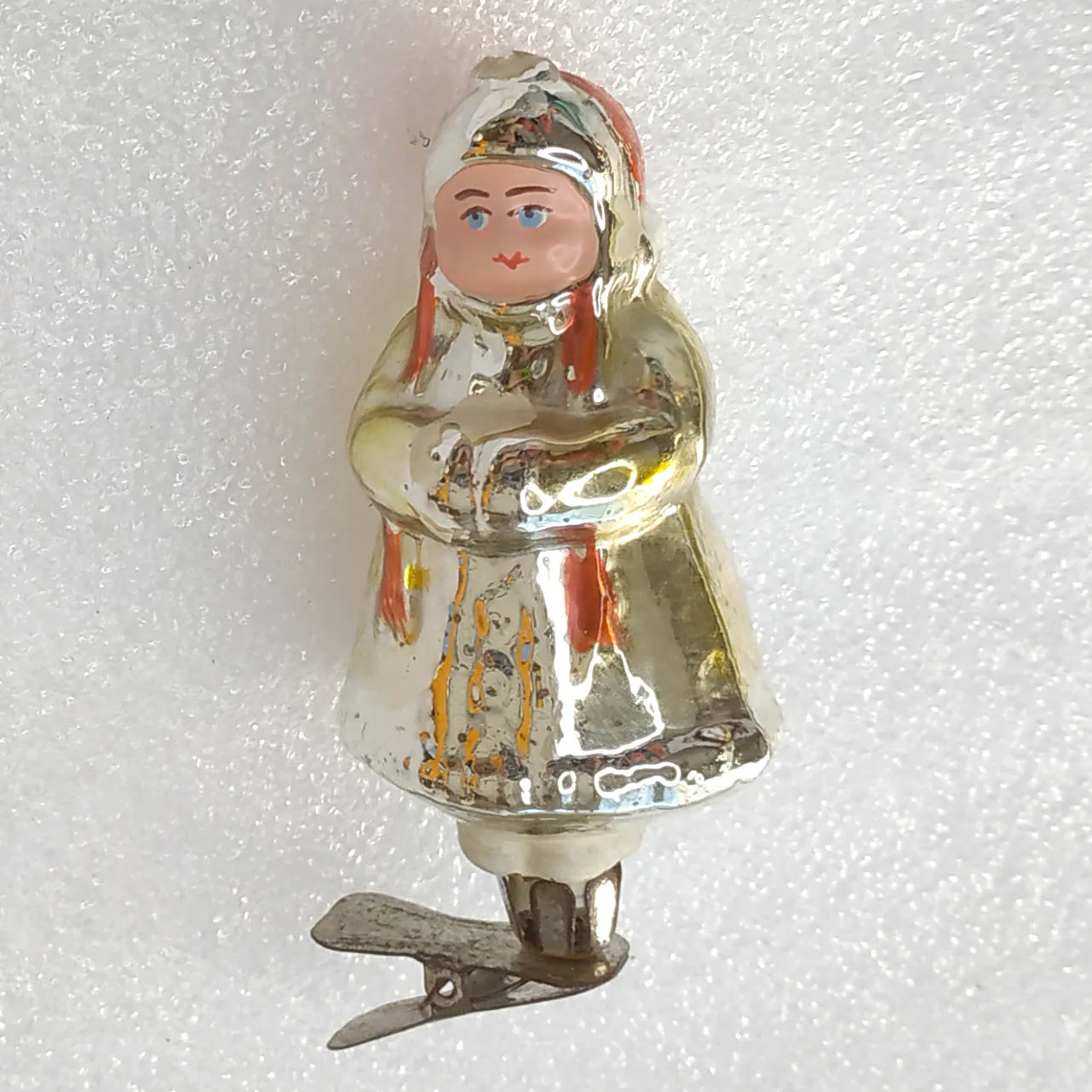 Antique Vintage Glass USSR Christmas Ornament Girl