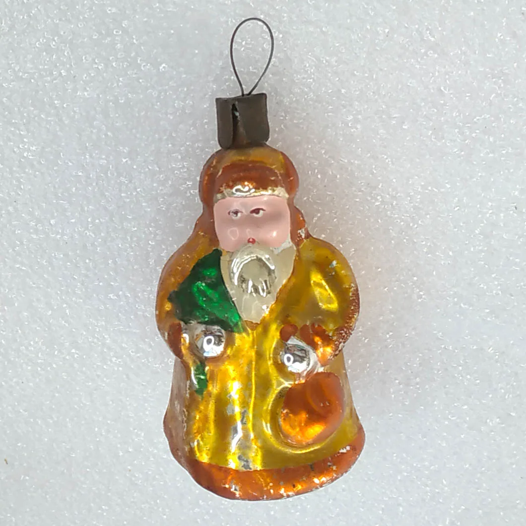 Antique Vintage Glass USSR Christmas Ornament Old Santa