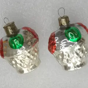 Set of 2 Antique Vintage Russian Glass Christmas Tree Ornament Baskets