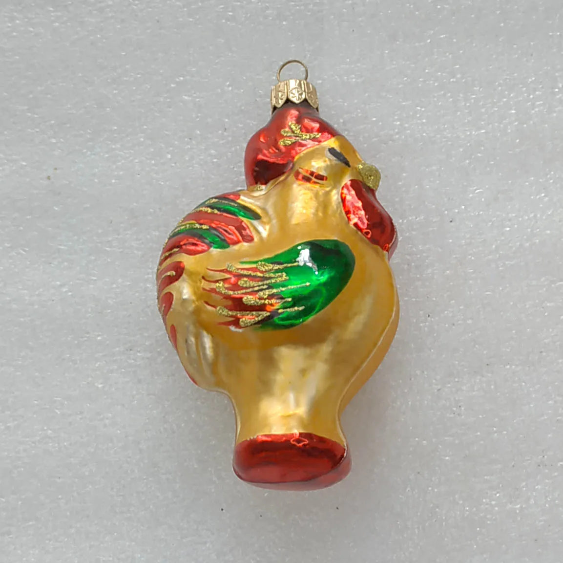 Ukrainian Silver Glass Christmas Ornament Tree Rooster