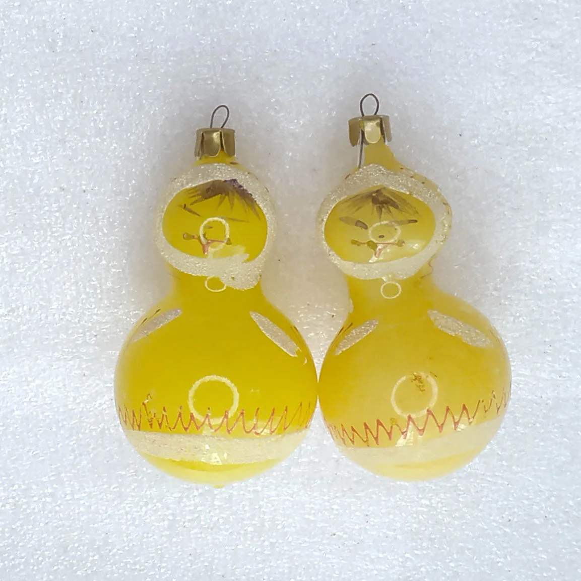 Set of 2 Vintage Christmas Glass Ornaments Tree USSR Antique Decor Eskimo Girls