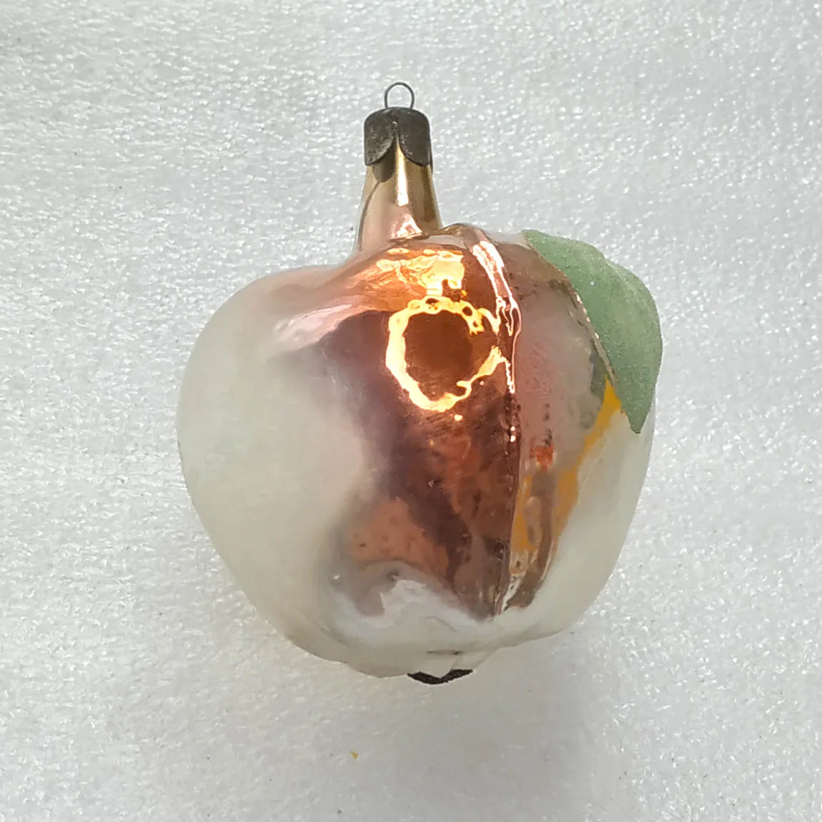 Antique Vintage Silver Glass USSR Christmas Ornament Apple