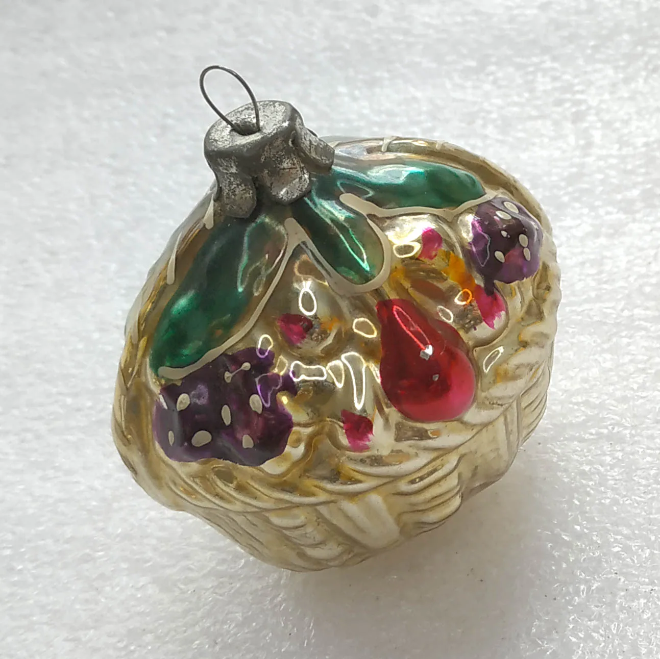 Vintage Mercury Glass USSR Christmas Antique Ornament Decor Basket