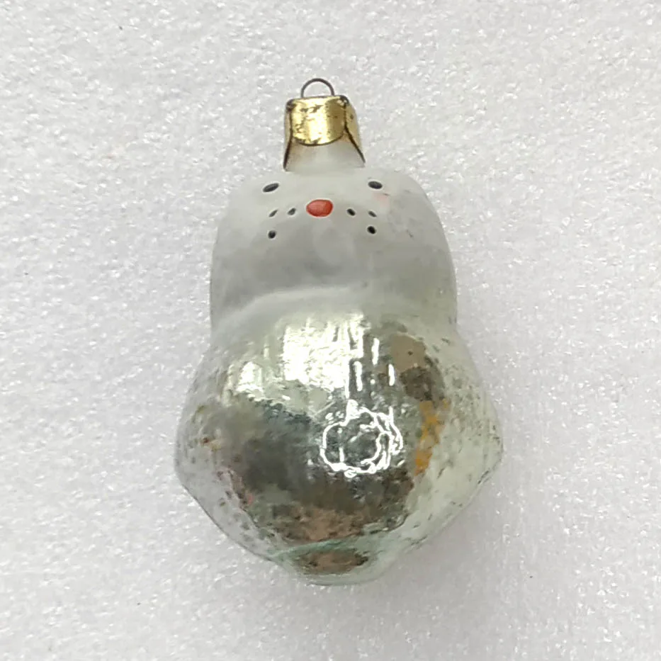 Vintage Silver Glass Christmas Ornament USSR Antique Tree Toy Decor Wombat
