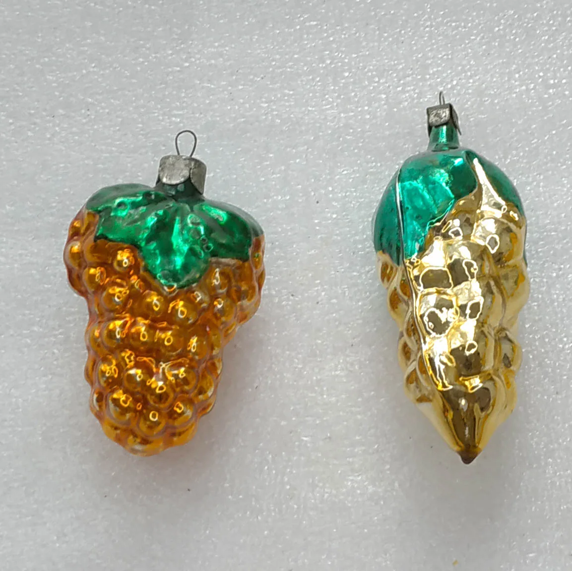 Set of 2 Antique Vintage Mercury Glass USSR Christmas Ornaments Grapes