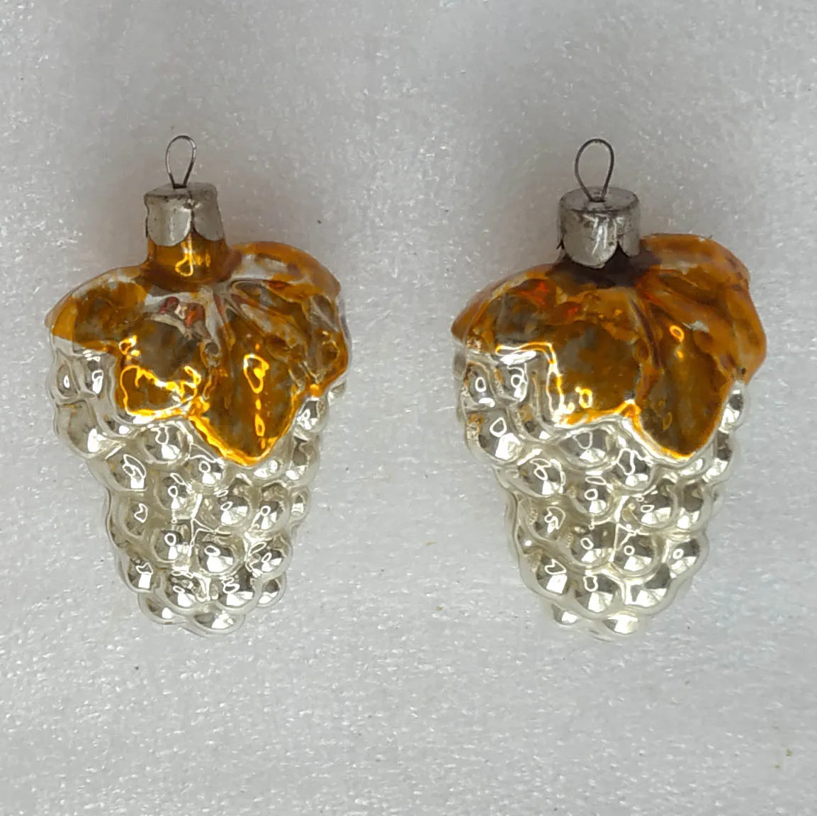 Set of 2 Antique Vintage Mercury Glass USSR Christmas Ornaments Grapes