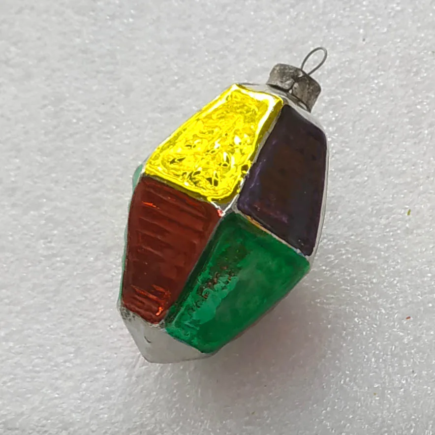 Vintage Mercury Glass Christmas Ornament USSR Antique Polyhedron
