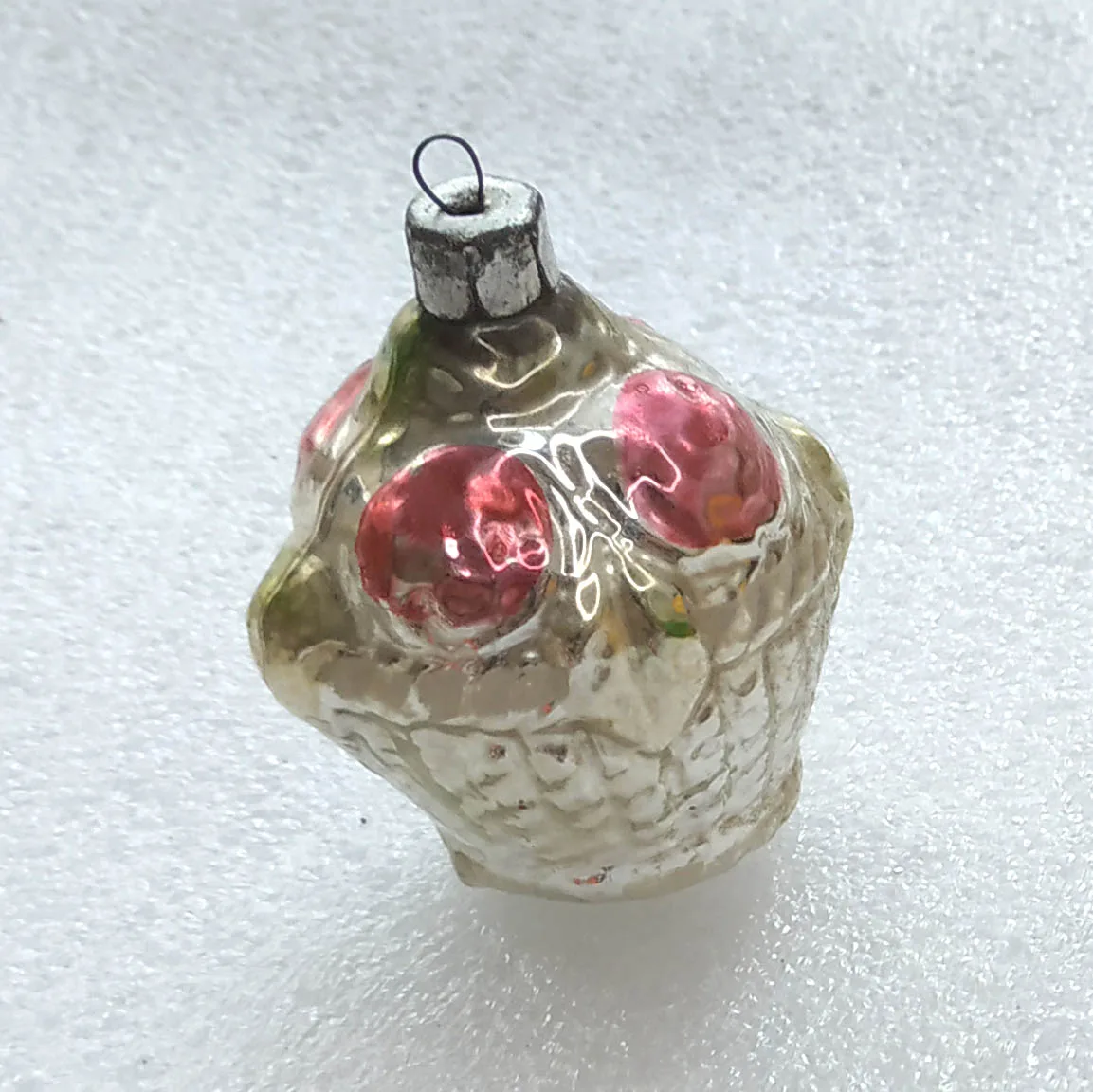 Vintage Mercury Glass Christmas Ornament USSR Antique Old Basket
