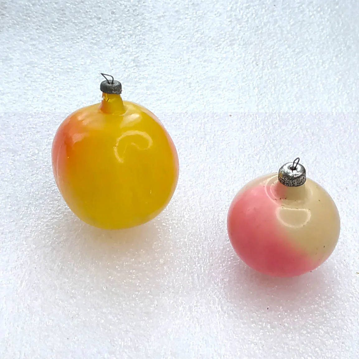 Set of 2 Vintage Glass Christmas Ornaments USSR Antique Tree Decor Apples