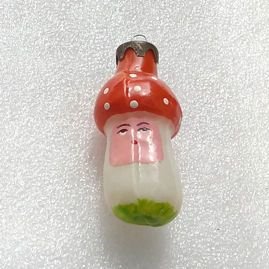 Vintage Glass Christmas Ornament USSR Antique Unique Mushroom