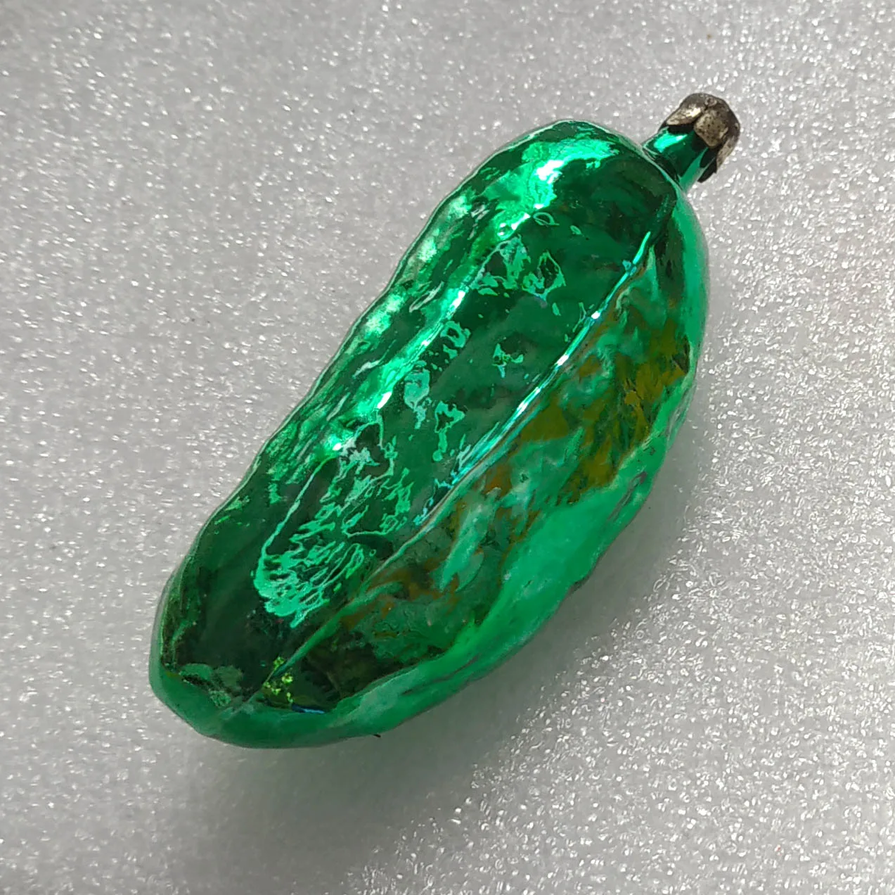 Vintage Silver Glass Christmas Ornament USSR Antique Decor Pickle