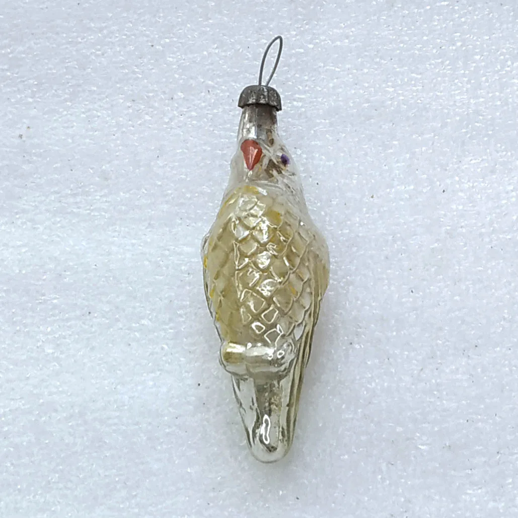 Antique Vintage Mercury Glass USSR Christmas Ornament Parrot