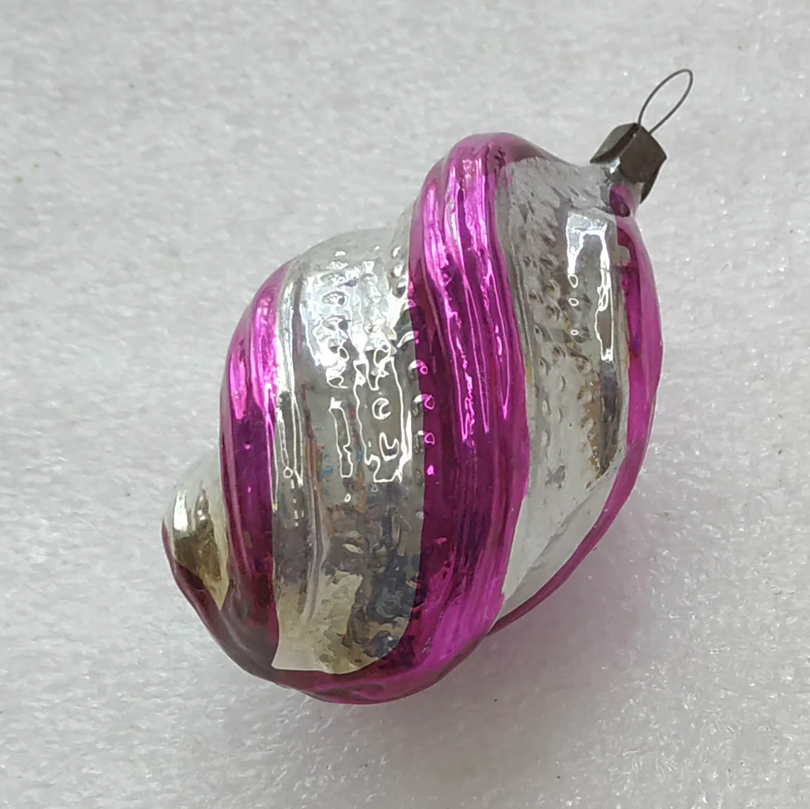 Antique Vintage Silver Glass USSR Christmas Ornament