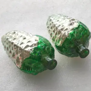 Set of 2 Huge Vintage Glass Christmas Ornament USSR Antique Pinecones